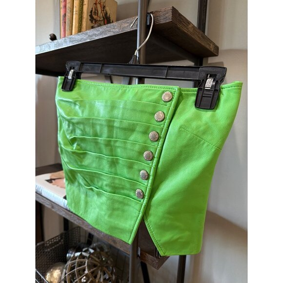 Retrofete Joelle Leather Strapless Top Green Womens Size Small - Picture 6 of 11